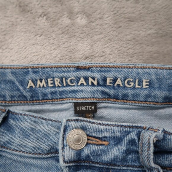 American Eagle Jeans Womens 6 Blue Mom Pants Whiskering Slim Straight Distressed - Picture 9 of 16